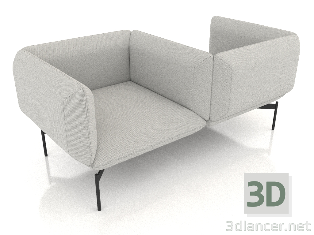 3d model Sofa module 2-seater snake - preview