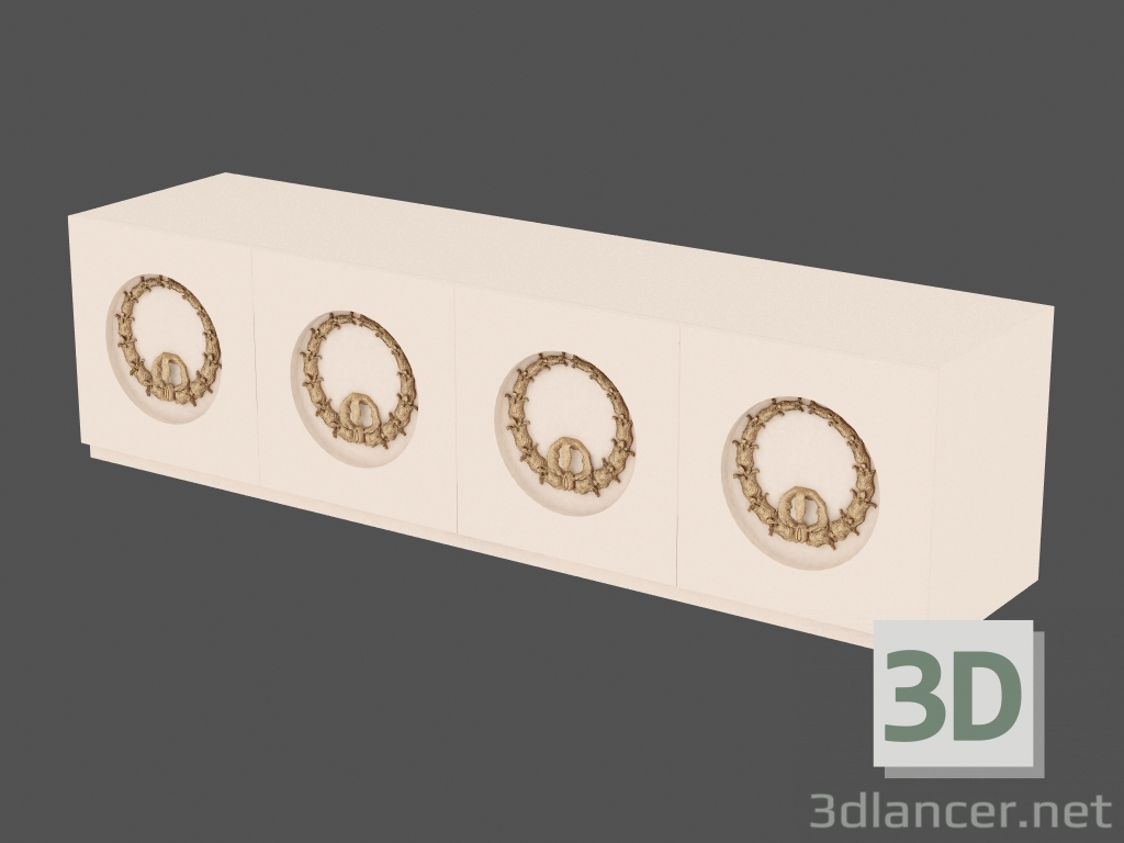 3D Modell Buffet 4-türig (hell) - Vorschau