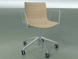 Silla 0352 (5 ruedas, con reposabrazos, LU1, sin tapizado, roble blanqueado)