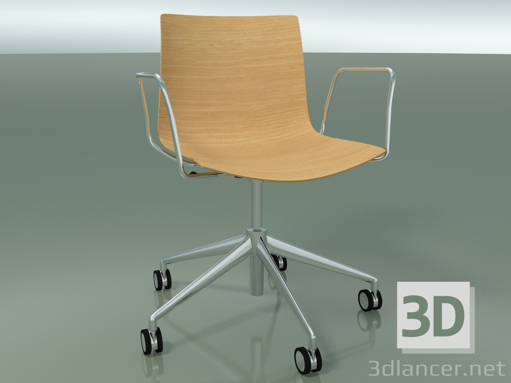 modello 3D Sedia 0352 (5 ruote, con braccioli, LU1, senza rivestimento, rovere naturale) - anteprima