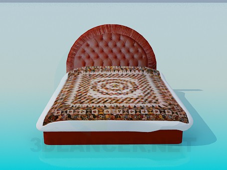 Modelo 3d Cama com cabeceira macia da cama - preview