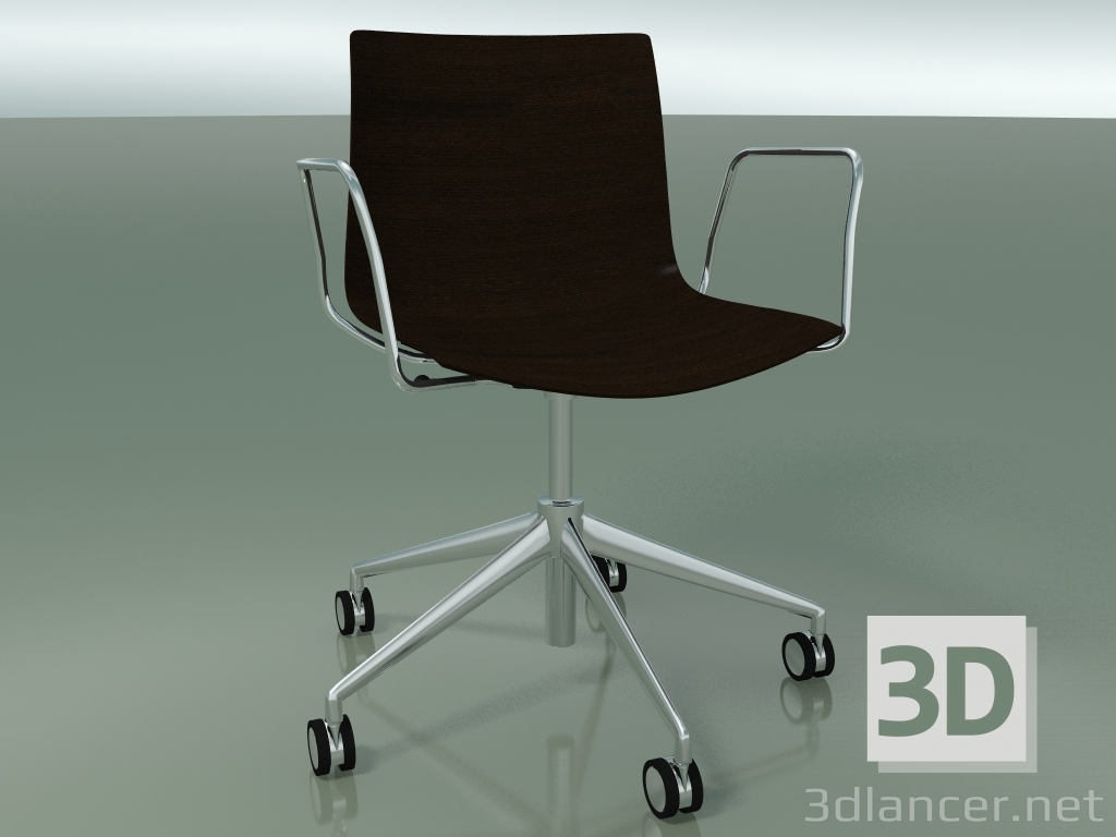 modèle 3D Chaise 0352 (5 roues, avec accoudoirs, LU1, sans rembourrage, wengé) - preview