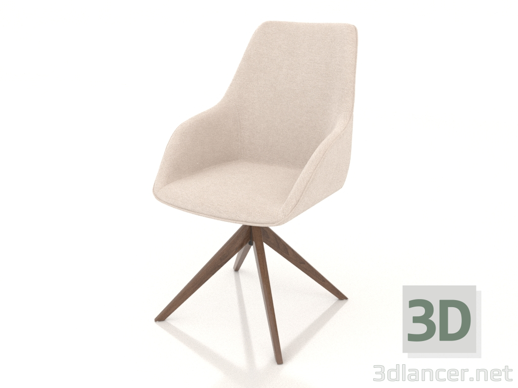 modèle 3D Chaise Sheryl (beige-noyer) - preview