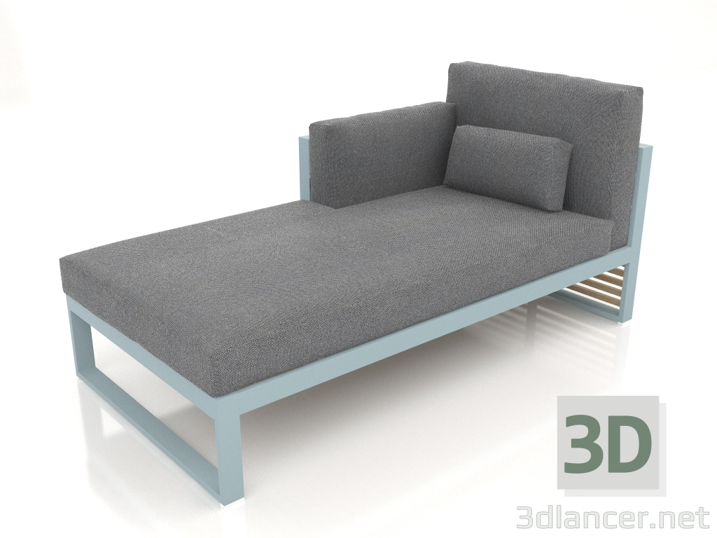 modèle 3D Canapé modulable, section 2 gauche, dossier haut (Bleu gris) - preview