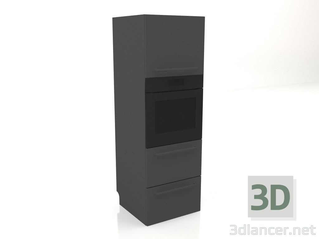 3d model Oven and two drawers 60 cm (black) - preview