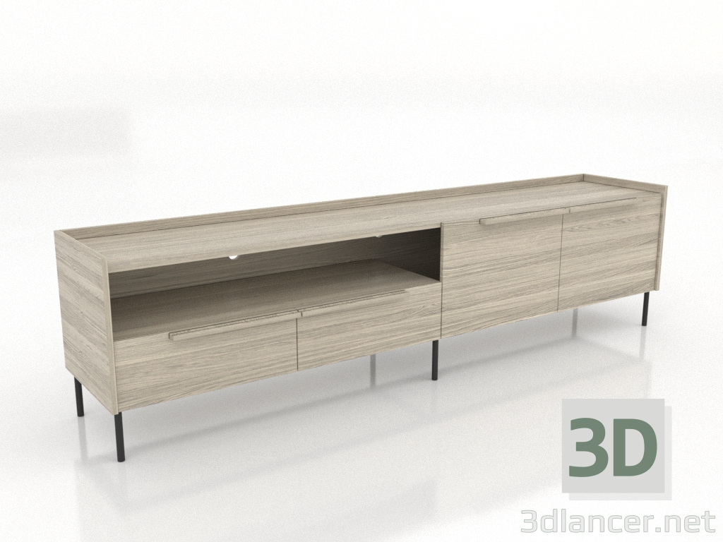 modèle 3D Meuble TV LARGE OPEN 2200 mm (chêne éclairci) - preview modèle 3D Meuble TV LARGE OPEN 2200 mm (chêne éclairci) - preview