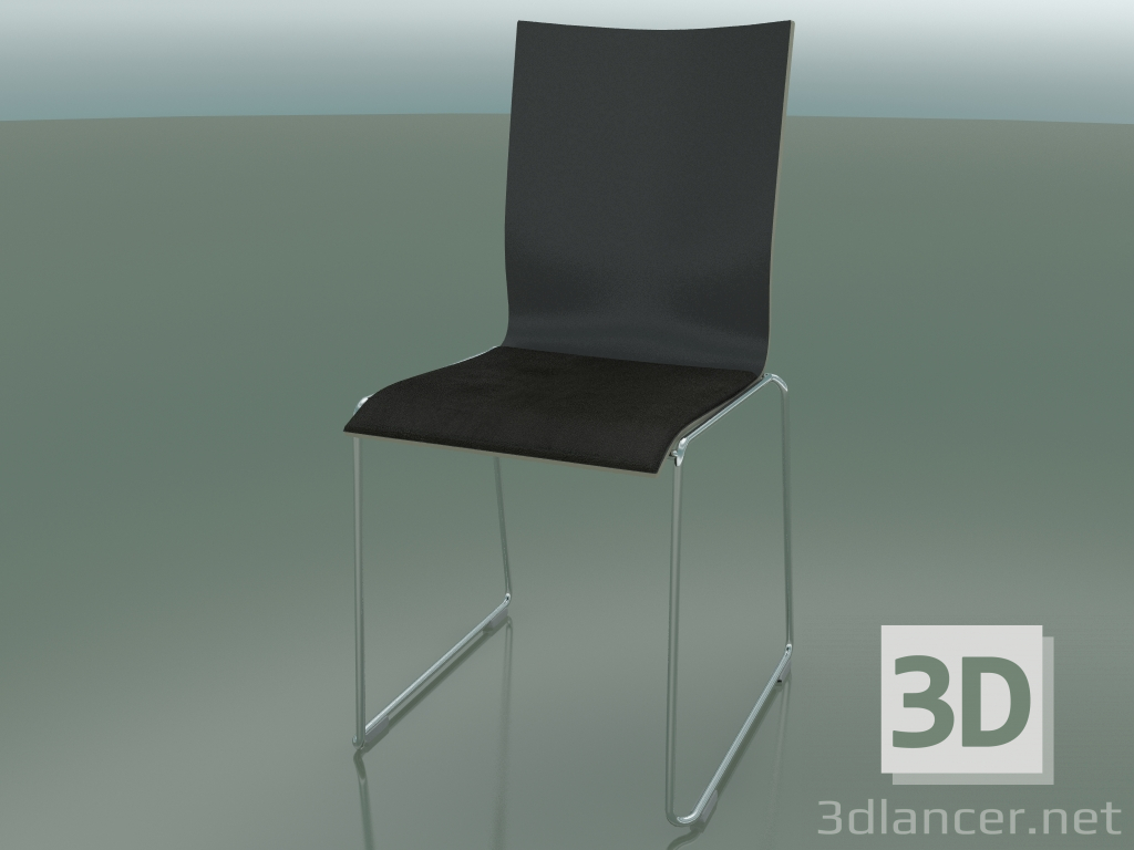 3d model Chair with high back on a sled, with leather seat upholstery (108) - preview