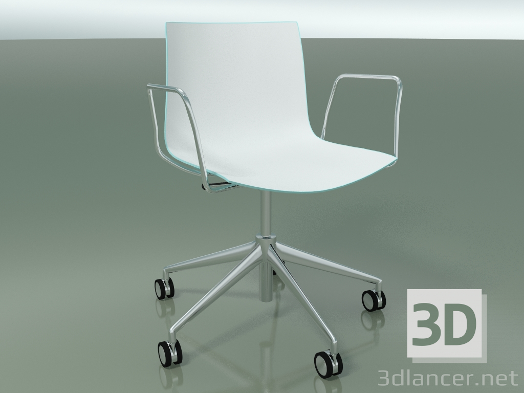 3d model Silla 0380 (5 ruedas, con reposabrazos, LU1, polipropileno bicolor) - vista previa