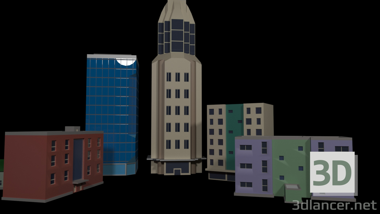 Stadt niedrig poly 3D-Modell kaufen - Rendern