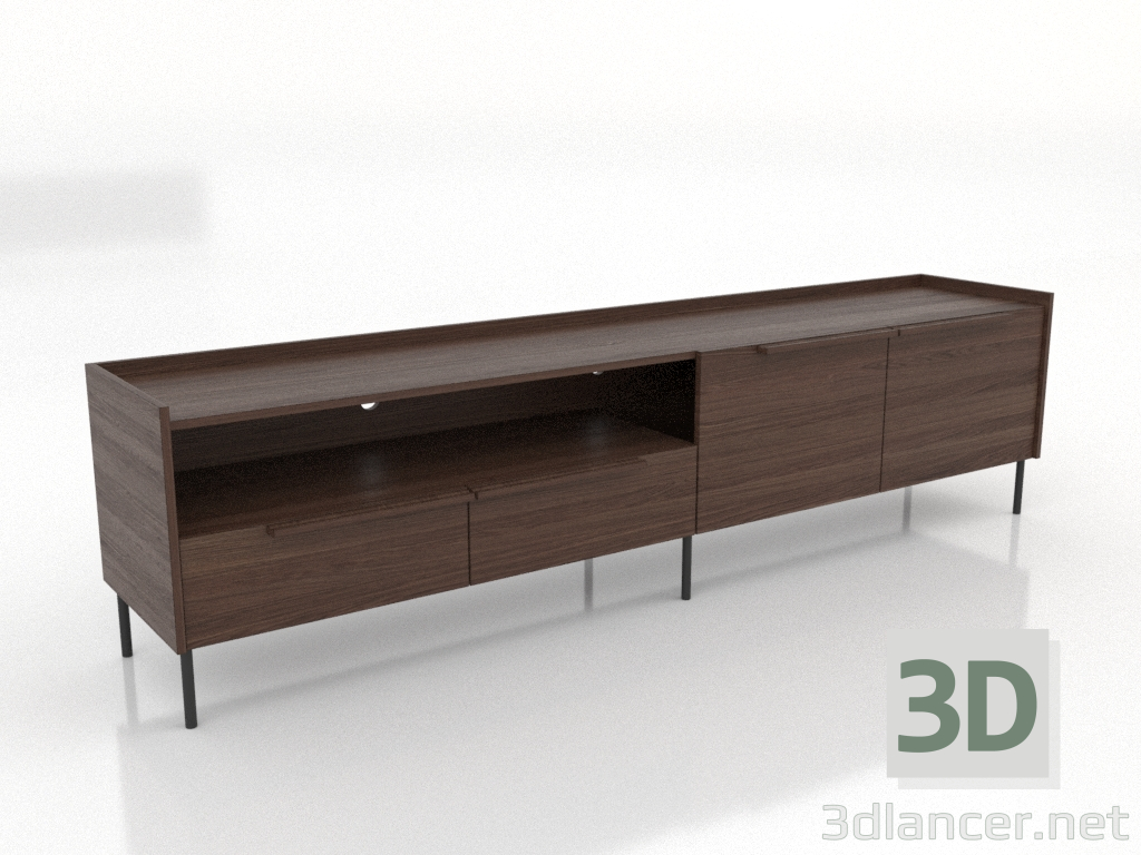 modello 3D Mobile TV LARGE OPEN 2200 mm (noce scuro) - anteprima modello 3D Mobile TV LARGE OPEN 2200 mm (noce scuro) - anteprima