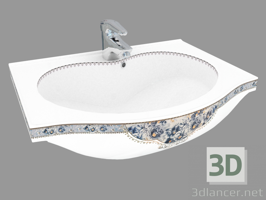 modèle 3D Lavabo 548 (décor bleu) - preview