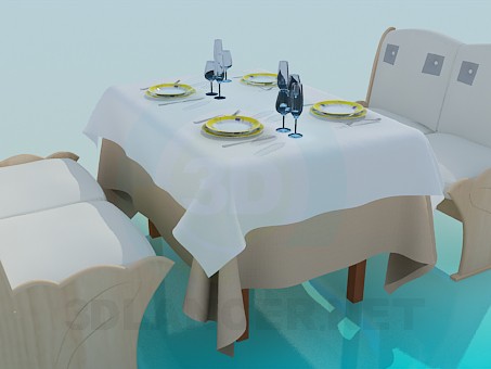 modèle 3D Table dans le restaurant - preview