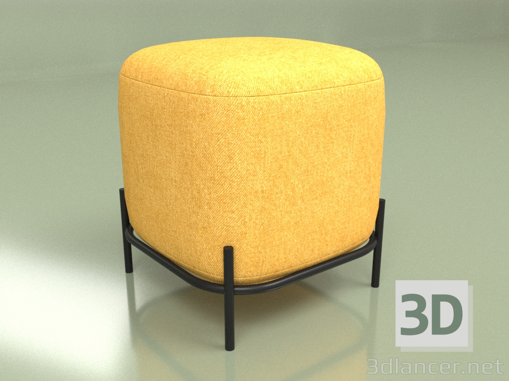 modello 3D Pouf quadrato Pawai (senape) - anteprima