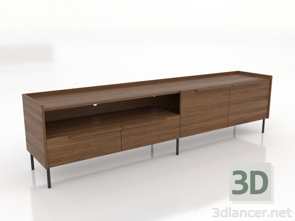 3D Modell TV-Ständer LARGE OPEN 2200 mm (heller Nussbaum) - Vorschau 3D Modell TV-Ständer LARGE OPEN 2200 mm (heller Nussbaum) - Vorschau