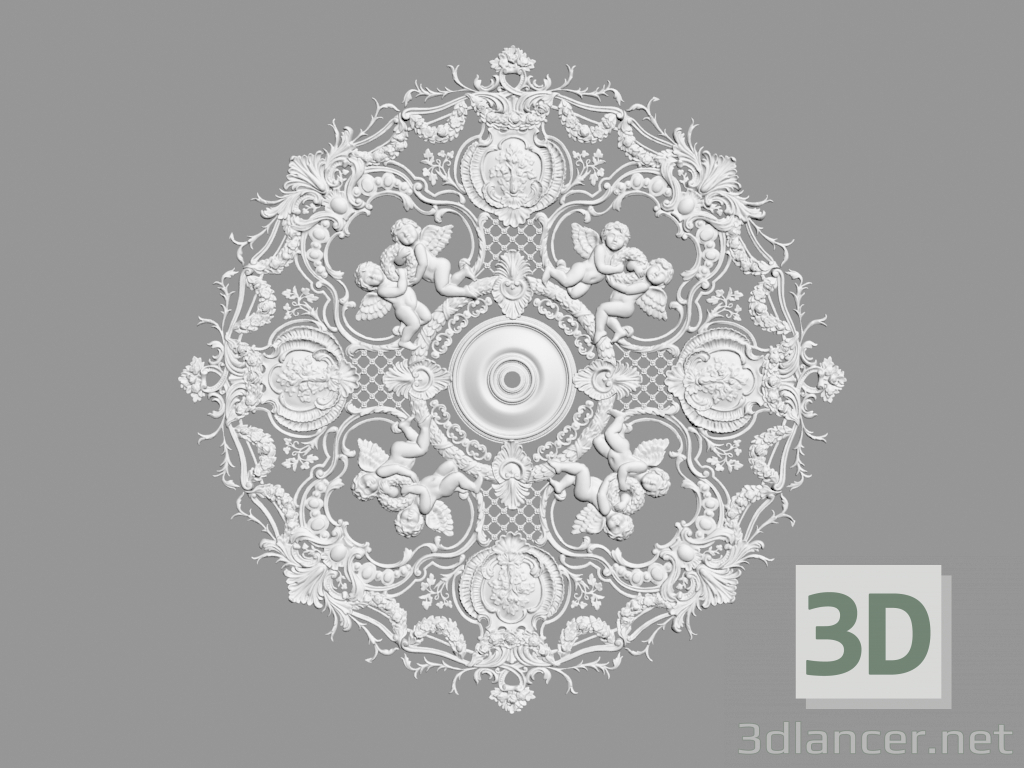 modello 3D Rosetta soffitto DR-133 (D1800mm) - anteprima