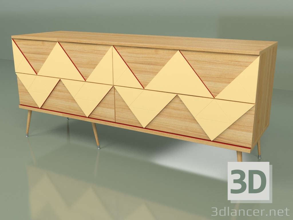 3d model Chest of drawers Granny Woo (yellow ocher, light veneer) - preview