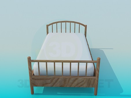 Modelo 3d Cama de madeira para criança - preview