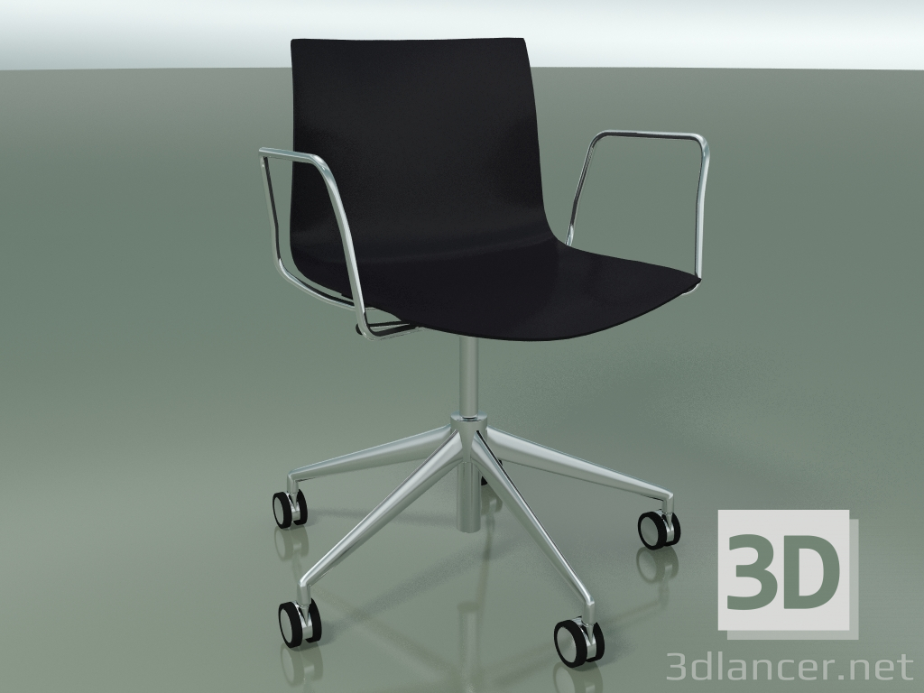 3d model Silla 0380 (5 ruedas, con reposabrazos, LU1, polipropileno PO00109) - vista previa