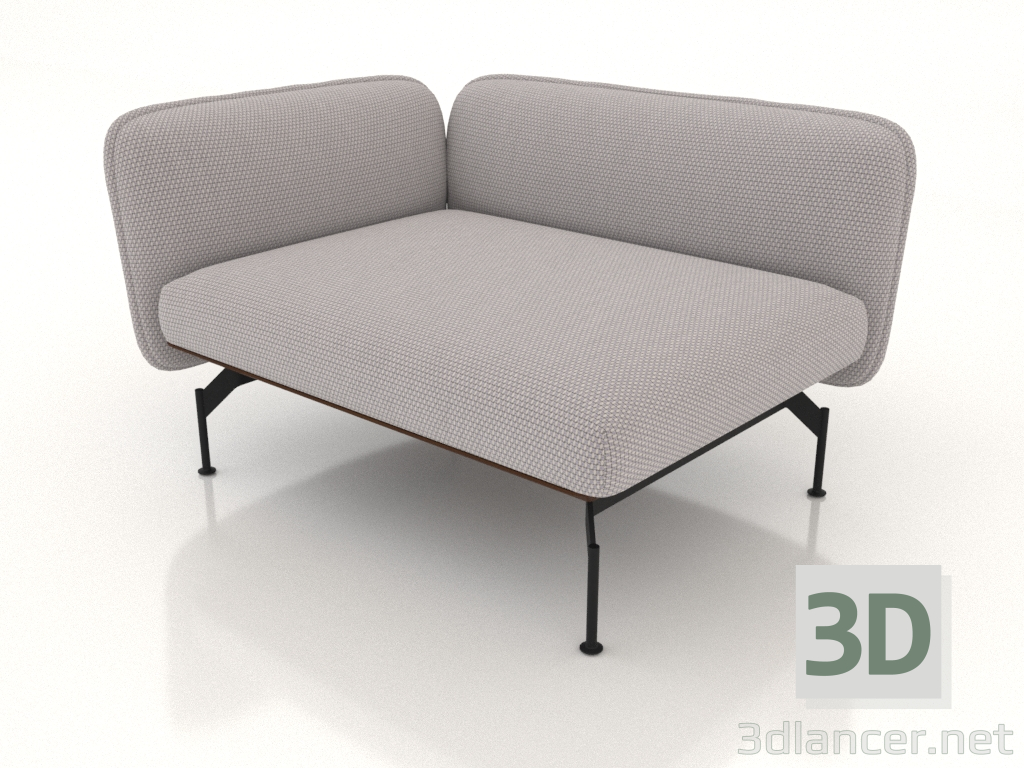 3d model 1.5-seater sofa module with an armrest on the left (leather upholstery on the outside) - preview