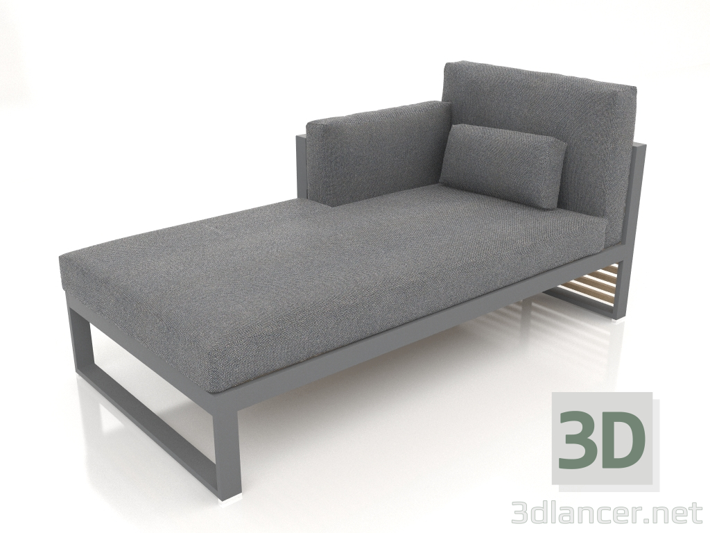 modèle 3D Canapé modulable, section 2 gauche, dossier haut (Anthracite) - preview