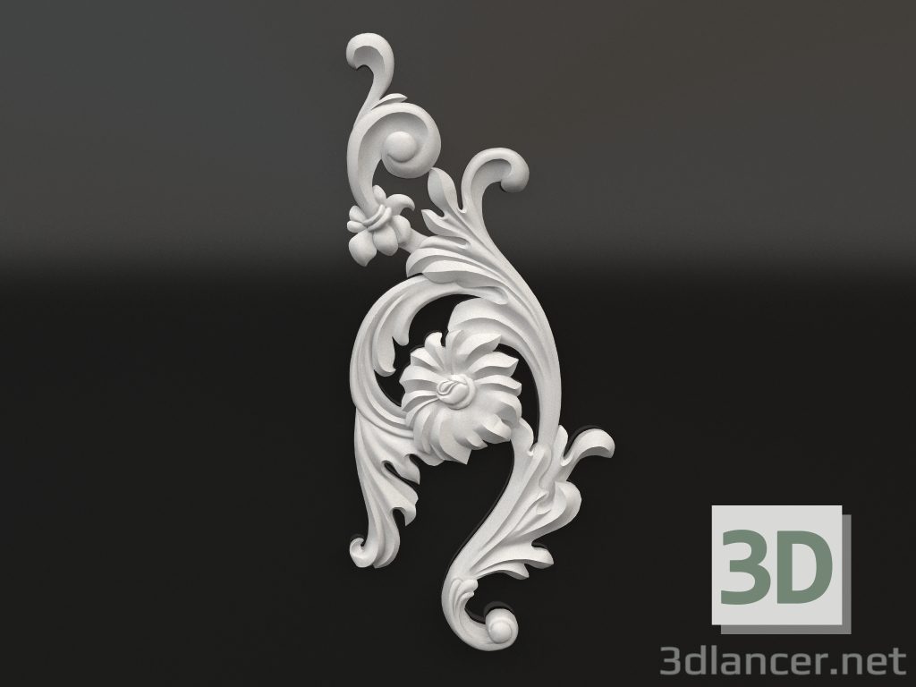 modello 3D Elemento decorativo in gesso DE 014 B (548x239) - anteprima