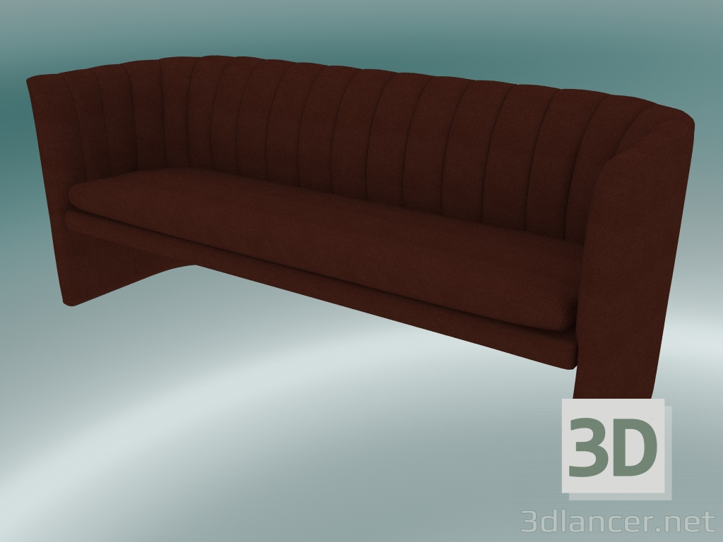 3D modeli Kanepe üçlü Loafer (SC26, H 75cm, 185x65cm, Kadife 3 Bordo) - önizleme