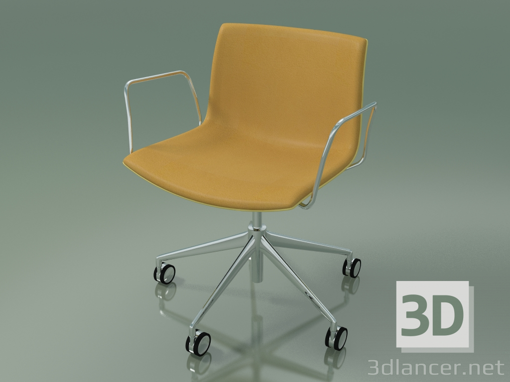 3D modeli Sandalye 2048 (5 tekerlekli, kolçaklı, krom, ön kaplamalı, PO00415) - önizleme