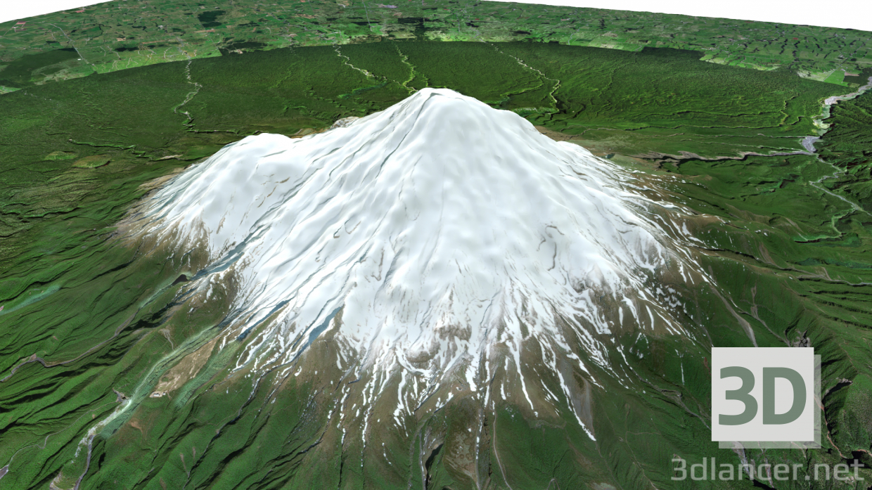 Monte Taranaki / monte Egmont modelo 3D / modelo 3D del monte Taranaki, Nueva Zelanda 3D modelo Compro - render