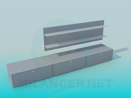 3d model Long floor and shelf over her bundled - preview