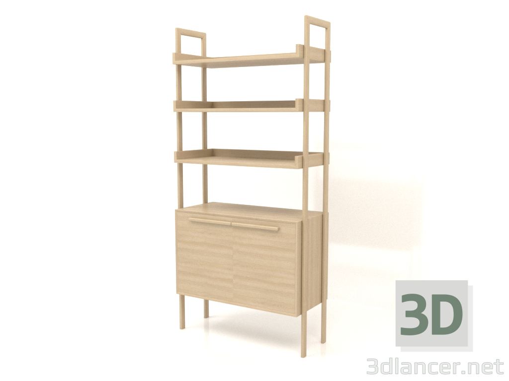 3d модель Стеллаж ST 03 (900х400х1900, wood white) – превью