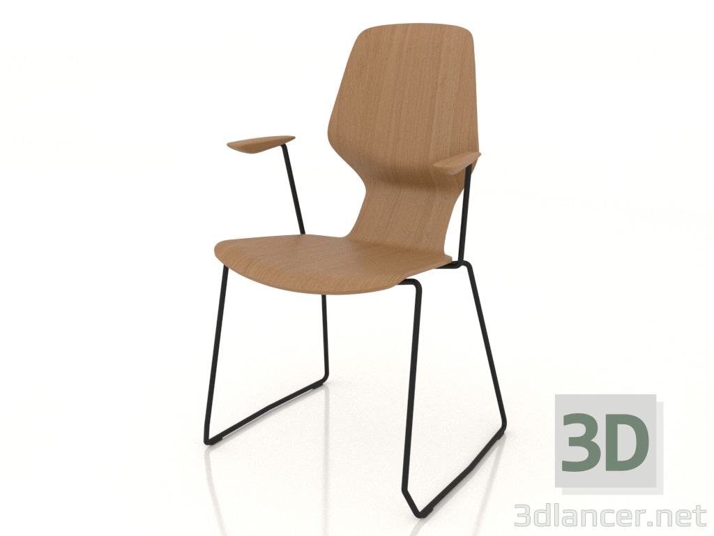 3d model Chair on slides D12 mm with armrests - preview