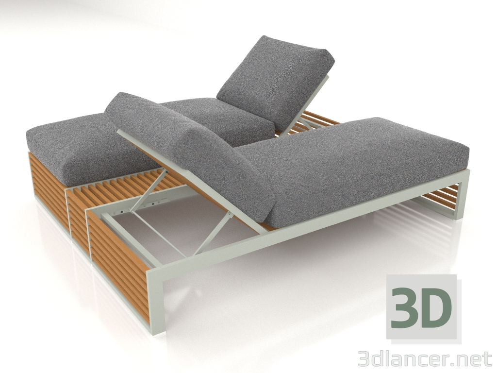 3d model Double bed for relaxation with an aluminum frame made of artificial wood (Cement gray) - preview