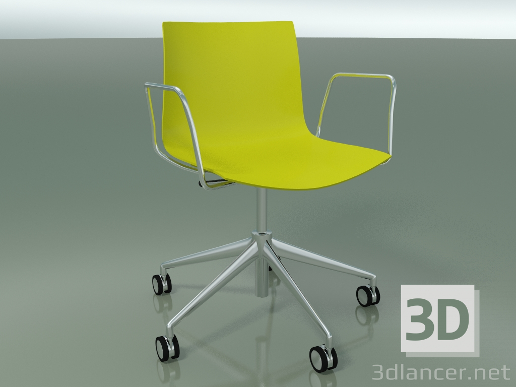 modello 3D Sedia 0380 (5 ruote, con braccioli, LU1, polipropilene PO00118) - anteprima