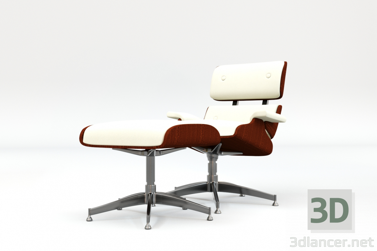 modèle 3D de Chaise longue et pouf Eames acheter - rendu