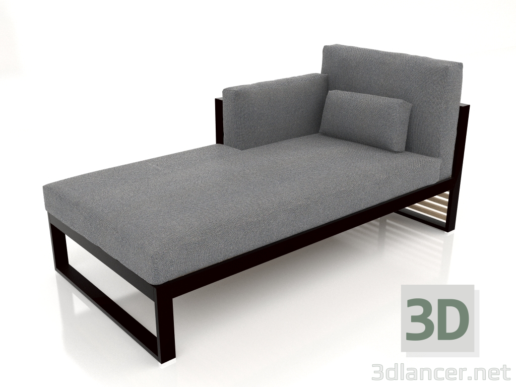 3d model Modular sofa, section 2 left, high back (Black) - preview