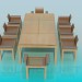 3d model Table and chairs set - preview