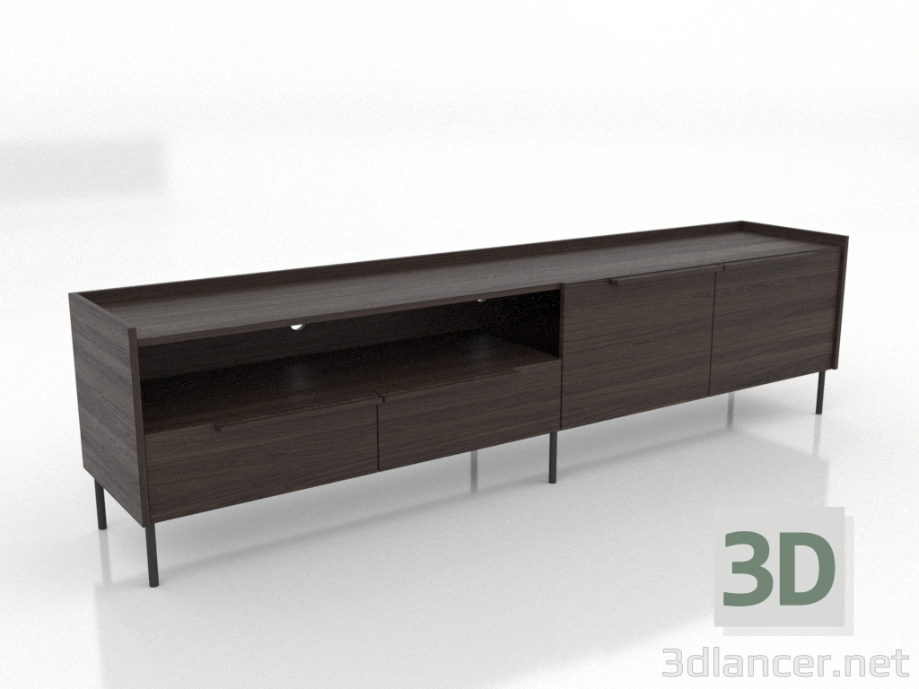 3d model TV cabinet LARGE OPEN 2200 mm (ash walnut) - preview 3d model TV cabinet LARGE OPEN 2200 mm (ash walnut) - preview