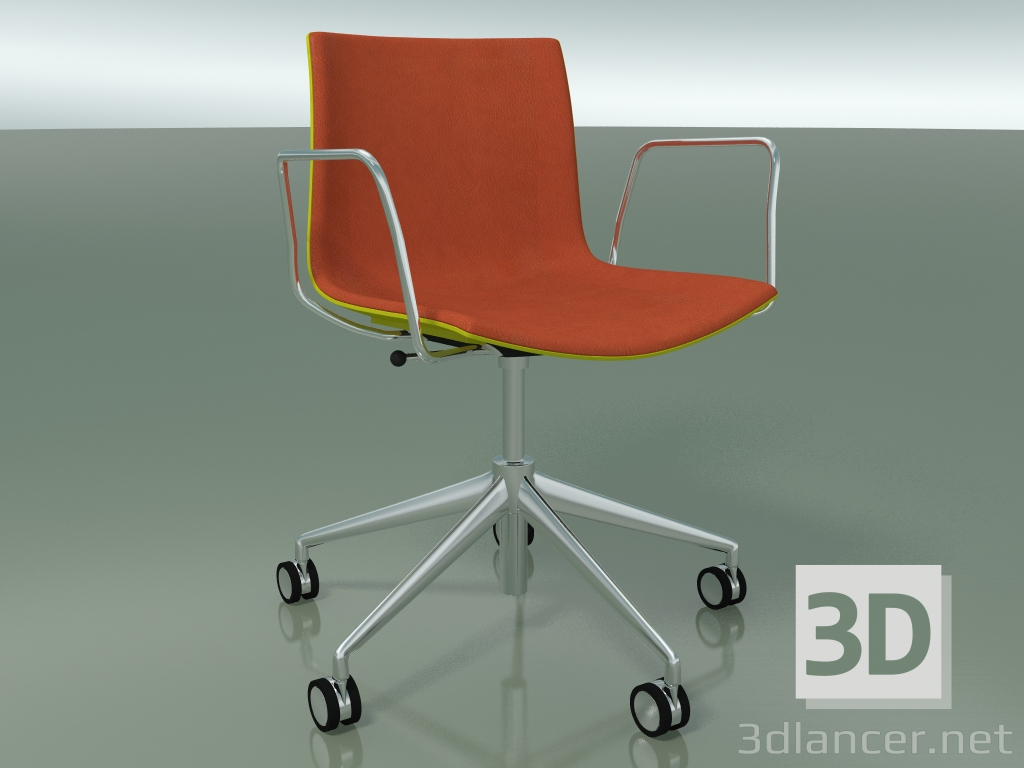 modello 3D Sedia 0384 (5 ruote, con braccioli, LU1, con rivestimento frontale, PO00118) - anteprima