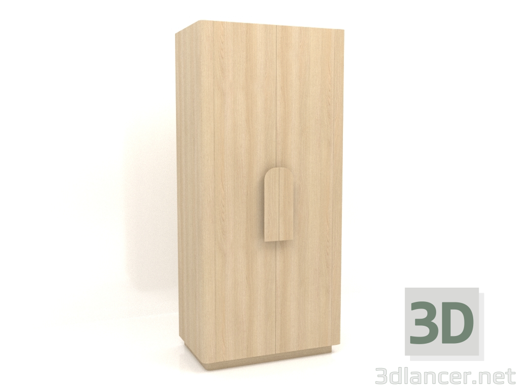 3d model Wardrobe MW 04 wood (option 2, 1000x650x2200, wood white) - preview