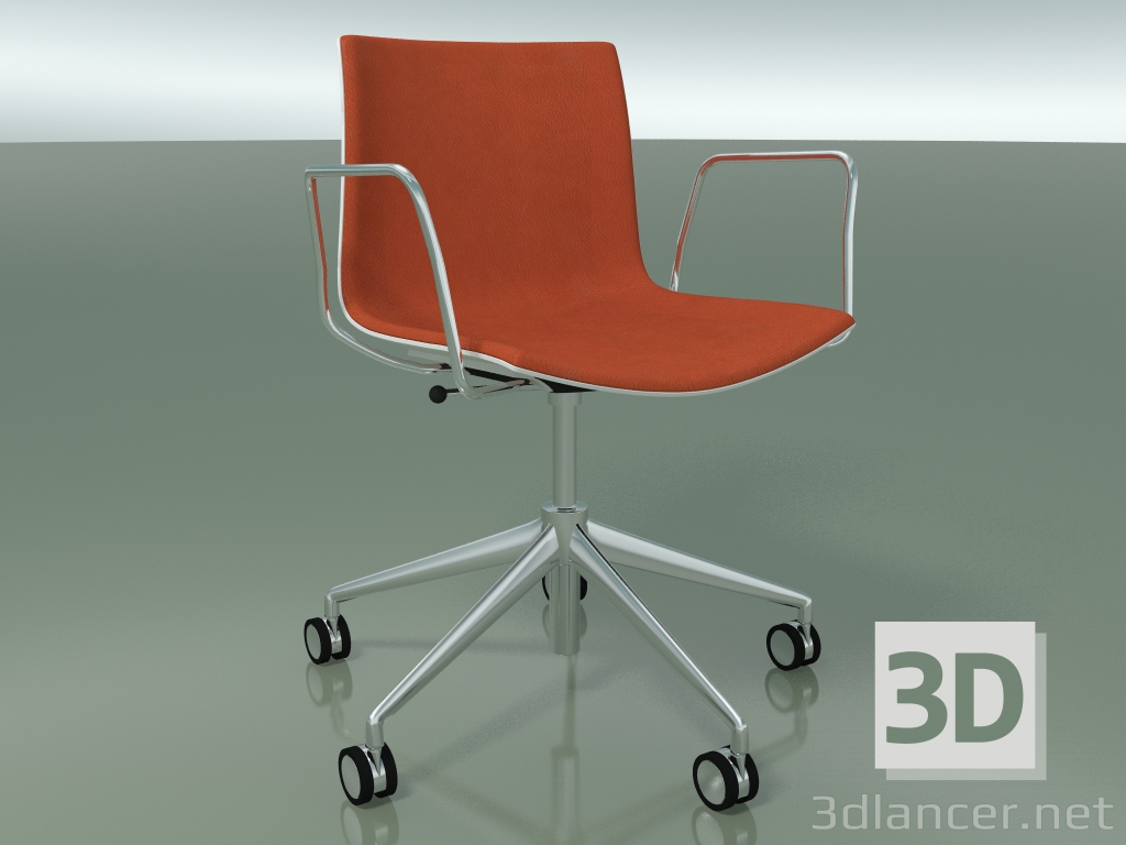 modello 3D Sedia 0384 (5 ruote, con braccioli, LU1, con rivestimento frontale, PO00101) - anteprima