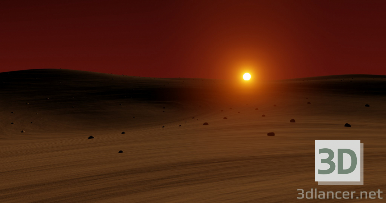 Modelo 3d Pôr do sol no deserto - preview