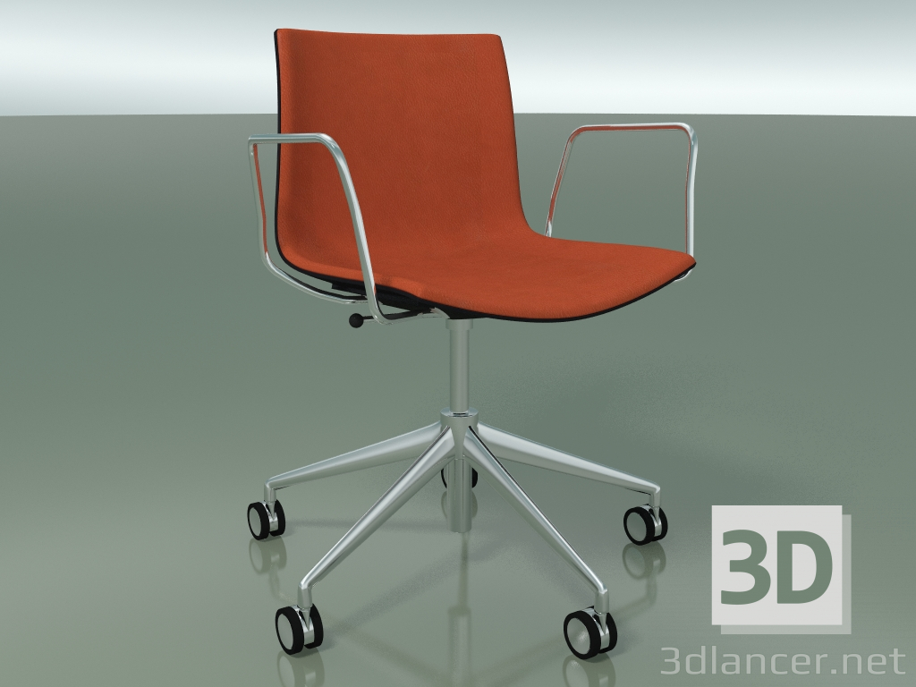 modello 3D Sedia 0384 (5 ruote, con braccioli, LU1, con rivestimento frontale, PO00109) - anteprima