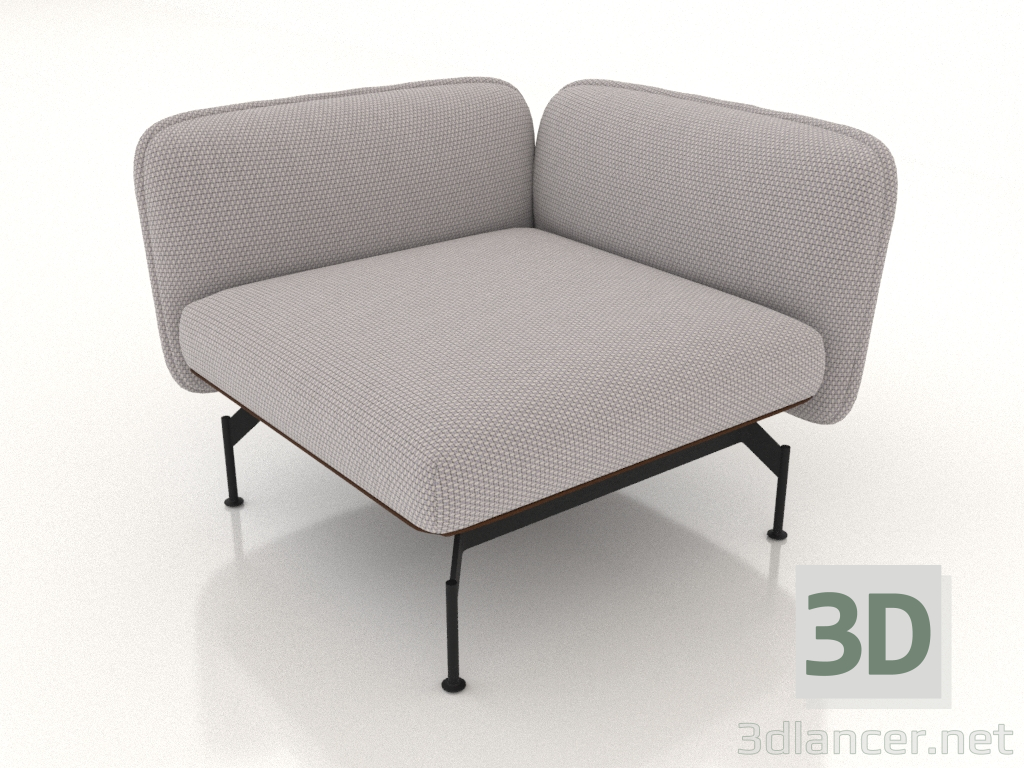 3d model Sofa module for 1 person with an armrest on the left (leather upholstery on the outside) - preview