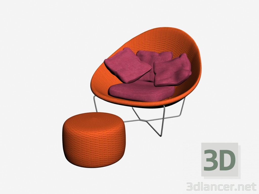 3d model Silla + poof Nido - vista previa