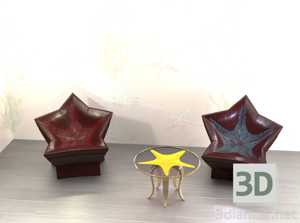 Möbelset "Trio" 3D-Modell kaufen - Rendern