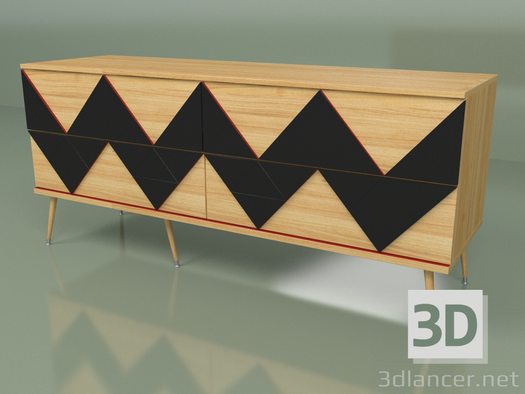 3d model Chest of drawers Granny Woo (black, light veneer) - preview