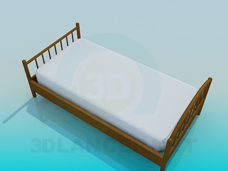 3d model Single bed with mattress - preview