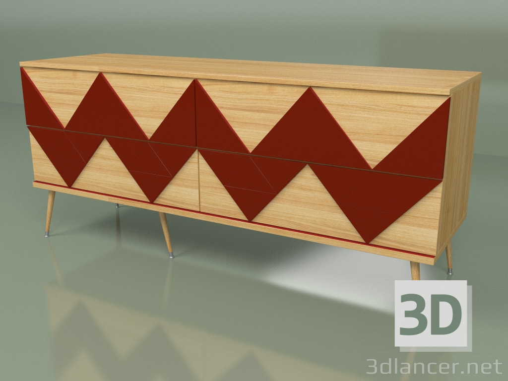 modèle 3D Commode Granny Woo (bordeaux, placage clair) - preview