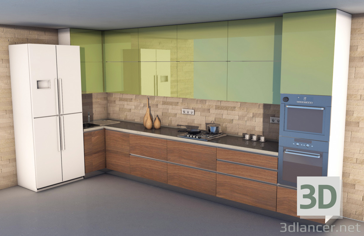 modello 3D loft di cucina - anteprima