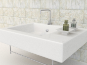 Washbasin with fixtures